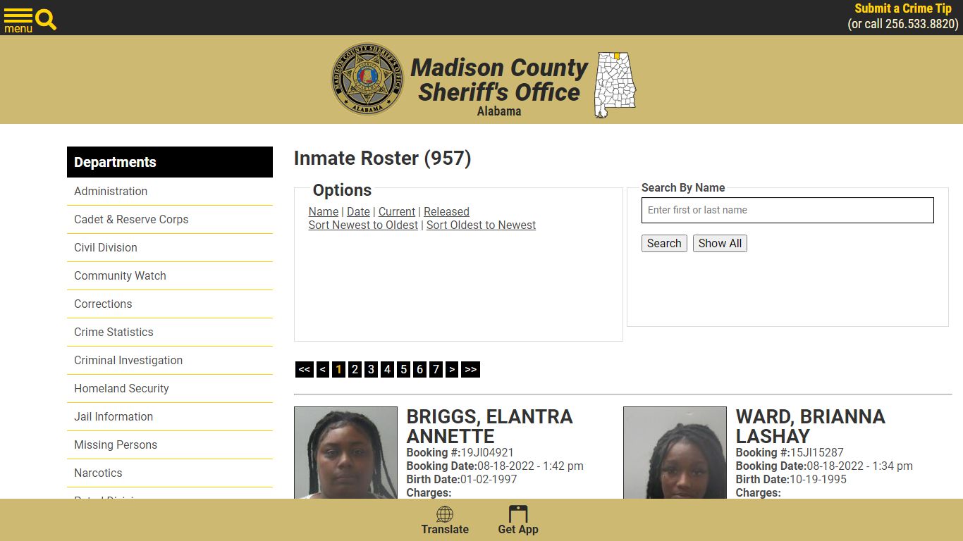 Inmate Roster - Current Inmates Booking Date Descending - Madison ...